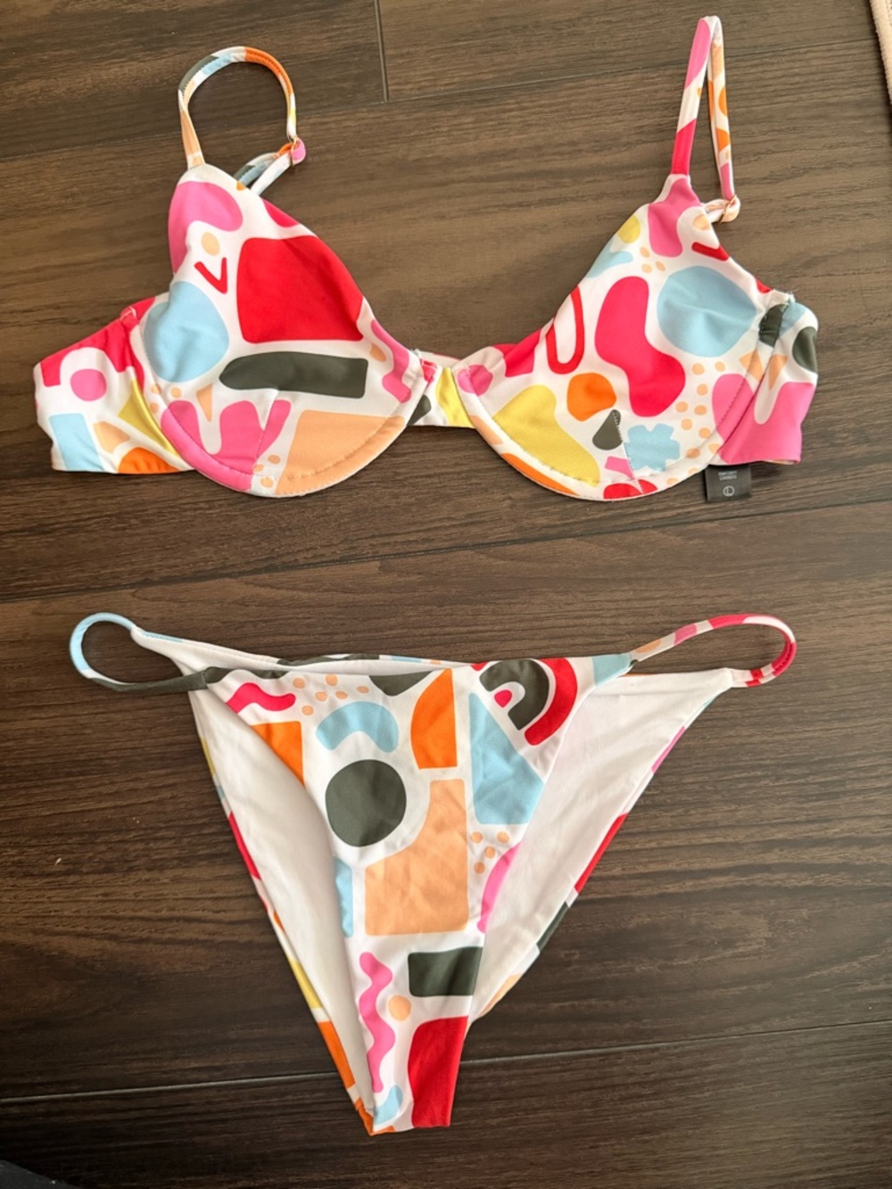 Beach Riot White Multicolor Trim Bikini Top